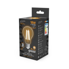 Лампа светодиодная филаментная Gauss E27 18W 2700K прозрачная 102902118