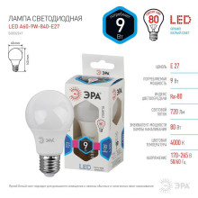 Лампа светодиодная ЭРА E27 9W 4000K матовая LED A60-9W-840-E27 Б0032247