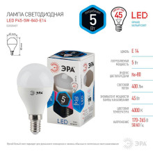 Лампа светодиодная ЭРА E14 5W 4000K матовая LED P45-5W-840-E14 Б0028487