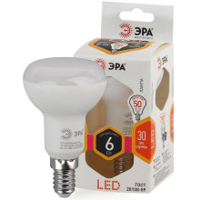 Лампа светодиодная ЭРА E14 6W 2700K матовая LED R50-6W-827-E14 Б0028489