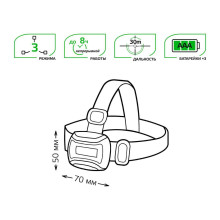 Налобный светодиодный фонарь Gauss от батареек 50х70 180 лм GF307