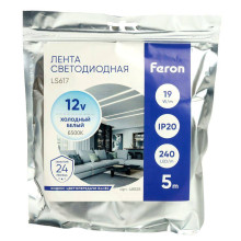 Светодиодная лента Feron 19W/m 240LED/m 2835SMD холодный белый 5М LS617 48828