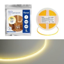 Светодиодная лента Feron 7W/m 400LED/m COB теплый белый 5М LS630 48947