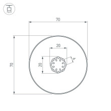 Встраиваемый профиль SL-ROUND-D70-360deg-2000 ANOD 037770