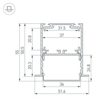 Профиль встраиваемый Arlight SL-Linia52-3L-F-2000 Anod Black 044685