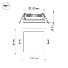 Встраиваемый светодиодный светильник Arlight LT-S160x160WH 12W Warm White 120deg 015562