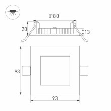 Встраиваемый светодиодный светильник Arlight DL-93x93M-5W Warm White 020123