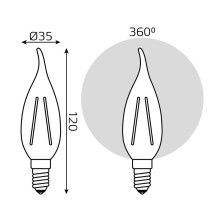 Лампа светодиодная филаментная Gauss E14 5W 4100K золотая 104801805