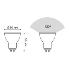 Лампа светодиодная Gauss GU10 5.5W 3000K матовая 13616