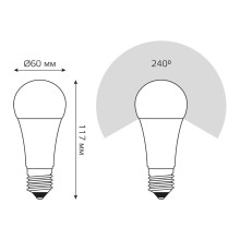 Лампа светодиодная Gauss E27 12W 3000K матовая 102502112
