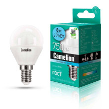 Лампа светодиодная Camelion E14 8W 4500K LED8-G45/845/E14 12393