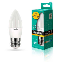 Лампа светодиодная Camelion E27 8W 3000K LED8-C35/830/E27 12389