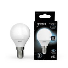Лампа светодиодная Gauss E14 6.5W 4100K матовая 105101207