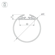 Профиль Arlight SL-ROUND-D60-2000 ANOD 019286