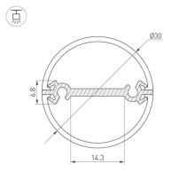 Профиль Arlight Round-D30-Dual-2000 Anod 029114