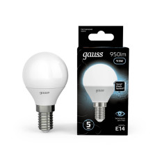 Лампа светодиодная Gauss E14 9.5W 4100K матовая 105101210
