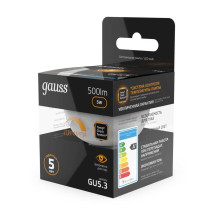Лампа светодиодная Gauss GU5.3 5W 3000K матовая 101505105