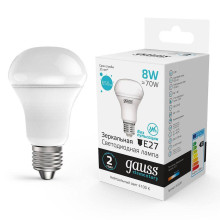 Лампа светодиодная Gauss E27 8W 4100K матовая 63228