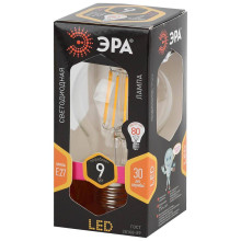 Лампа светодиодная филаментная ЭРА E27 9W 2700K прозрачная F-LED A60-9W-827-E27 Б0043433