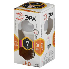 Лампа светодиодная ЭРА E14 7W 2700K матовая LED P45-7W-827-E14 Б0020548