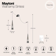 Подвесной светодиодный светильник Maytoni Sintesi P090WL-L24CH3K