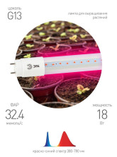 Лампа светодиодная для растений ЭРА G13 18W 1200K прозрачная Fito-18W-RB-Т8-G13-NL Б0042990