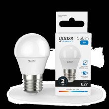 Лампа светодиодная Gauss E27 8W 6500K матовая 53238