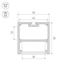 Профиль с рассеивателем Arlight SL-LINE-5050-2500 BLACK+OPAL 027990