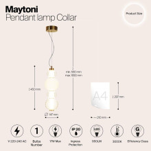 Подвесной светодиодный светильник Maytoni Collar P069PL-L17G3K