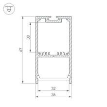 Профиль с рассеивателем Arlight SL-LINE-3667-2500 BLACK+OPAL 027987