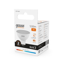 Лампа светодиодная Gauss GU5.3 7W 3000K матовая 13517