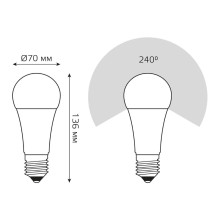 Лампа светодиодная Gauss E27 25W 3000K матовая 73215
