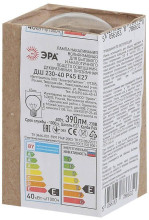 Лампа накаливания ЭРА E27 40W 2700K прозрачная ДШ 40-230-Е27 (гофра) Б0039133