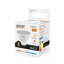 Лампа светодиодная Gauss GU5.3 7W 3000K матовая 13517
