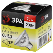 Лампа галогенная ЭРА GU5.3 75W 2700K прозрачная GU5.3-JCDR (MR16) -75W-230V-CL C0027366